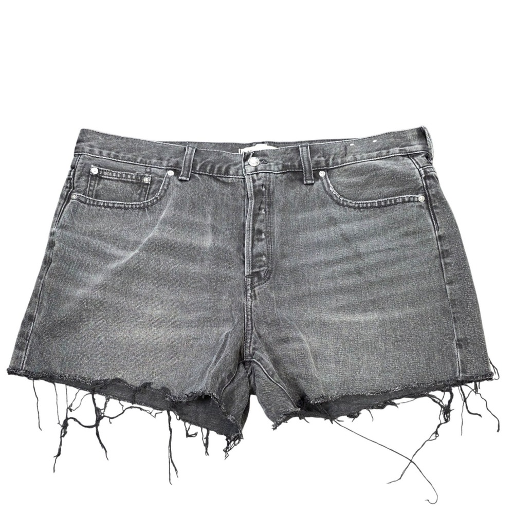 Madewell The Brynn Long Short Womens Size 32 Faded Black Denim Cut Off High Rise
